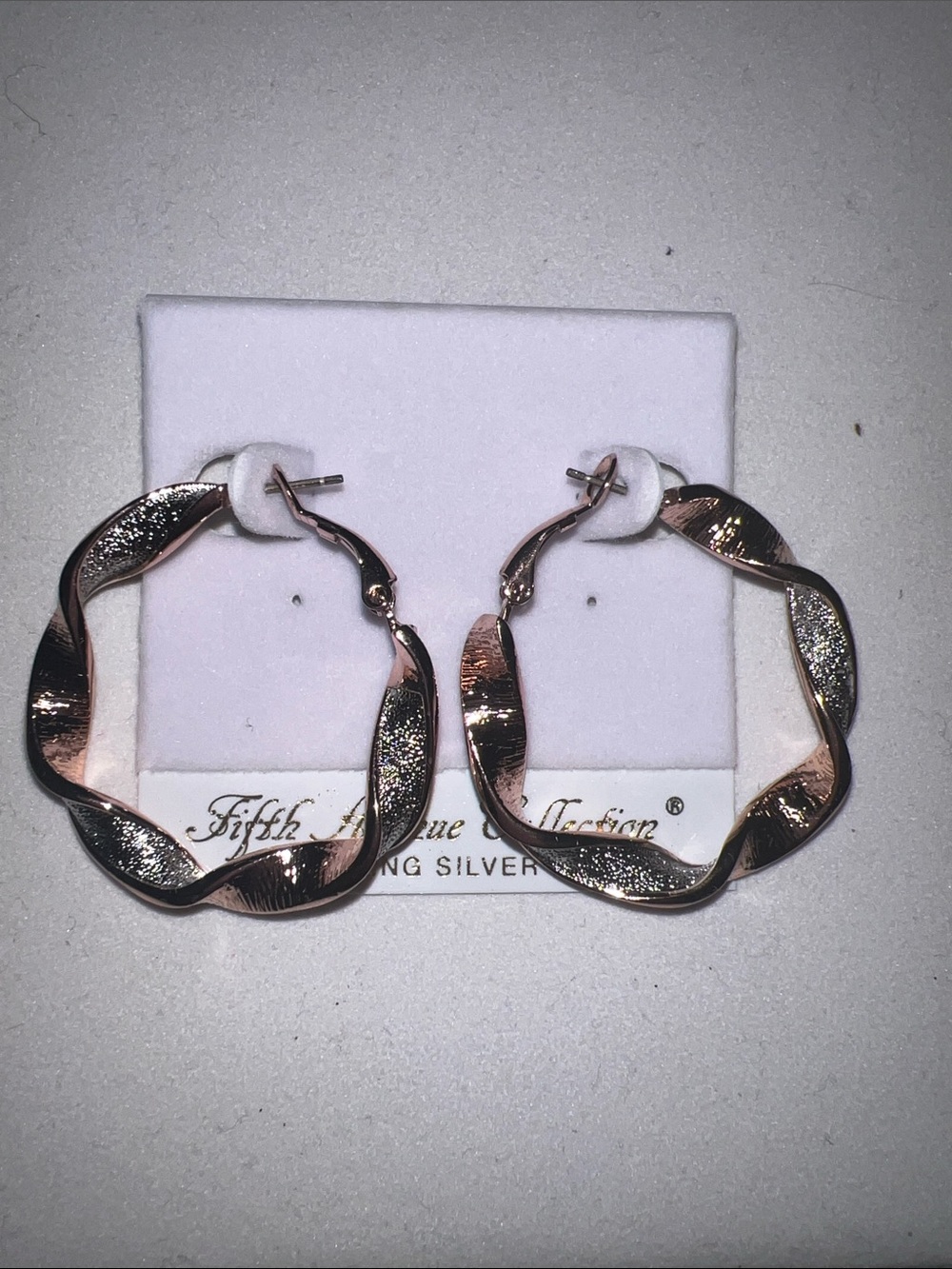 Rose Gold and silver Twisted Hoop Earrings